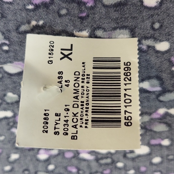 MOTHERHOOD MATERNITY "Black Diamond" Black White Purple Faux Wrap Midi Dress - Picture 3 of 9